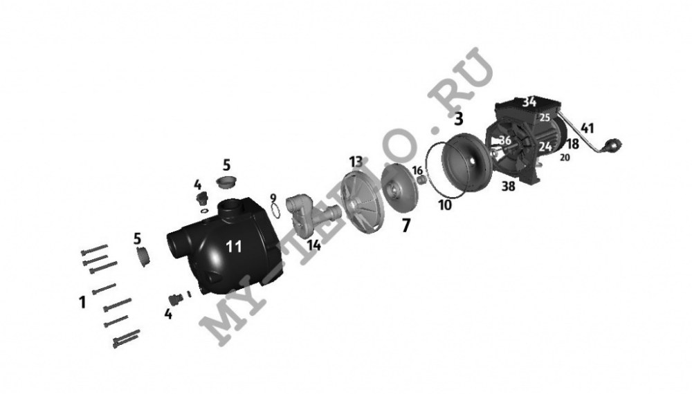 Запчасти Джилекс 60/35 П: схема насосной части Запчасти Джилекс 60/35 П: схема насосной части